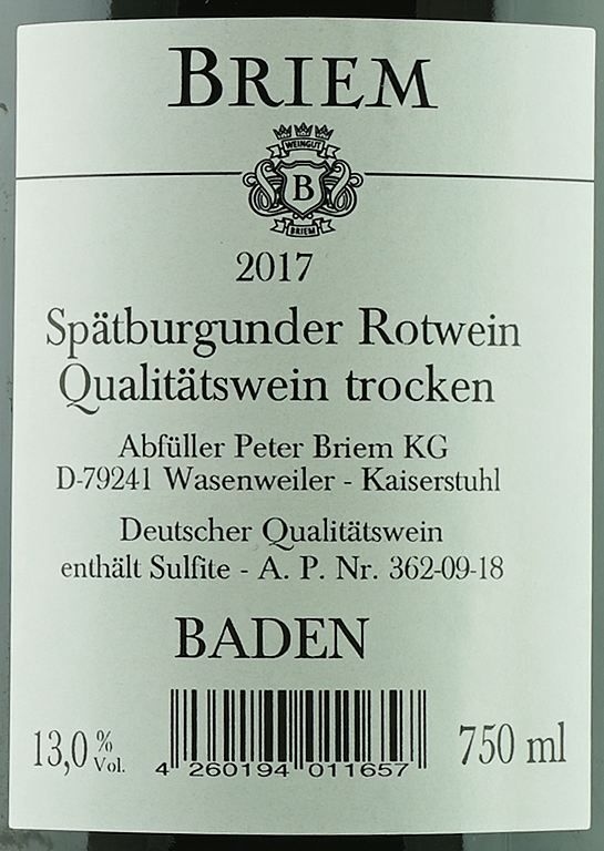 Spätburgunder Qualitätswein (Deutschland, Baden)