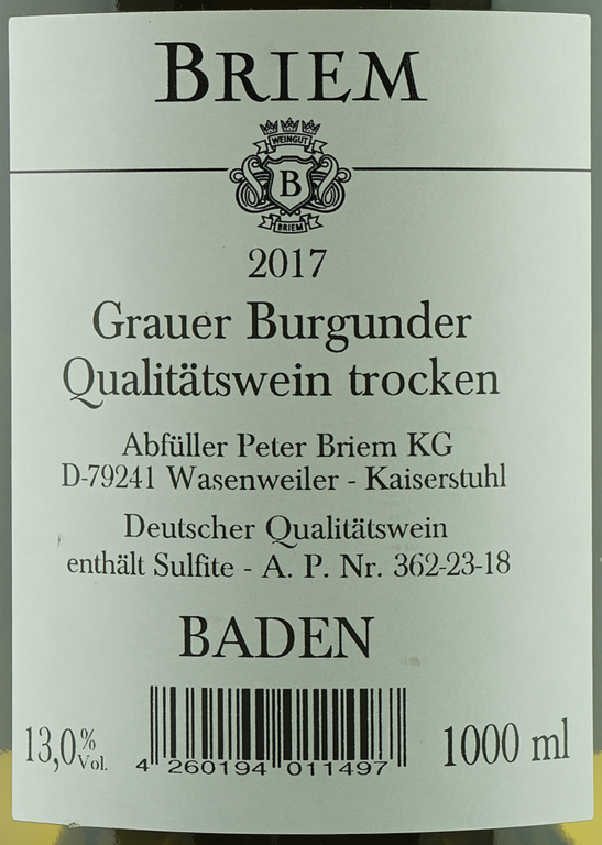 Grauburgunder Qualitätswein (Deutschland, Baden)