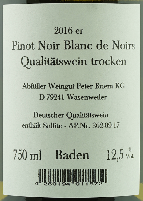 Blanc de Noirs Qualitätswein (Deutschland, Baden)